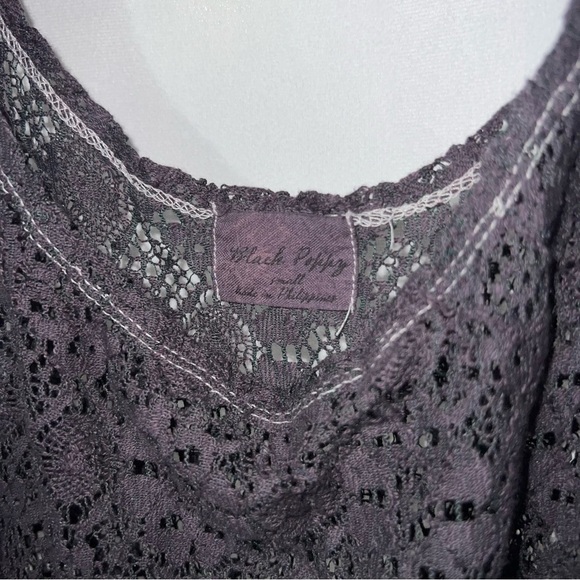 Black Poppy Boho Lace Crop Tank Top in Size Small - Picture 6 of 6
